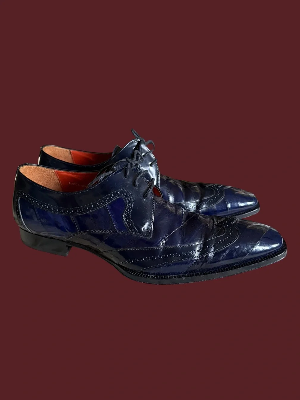 Mezlan Blue Leather Wingtip Oxford Dress Shoes Mens Size Size 13 Luxury Spain